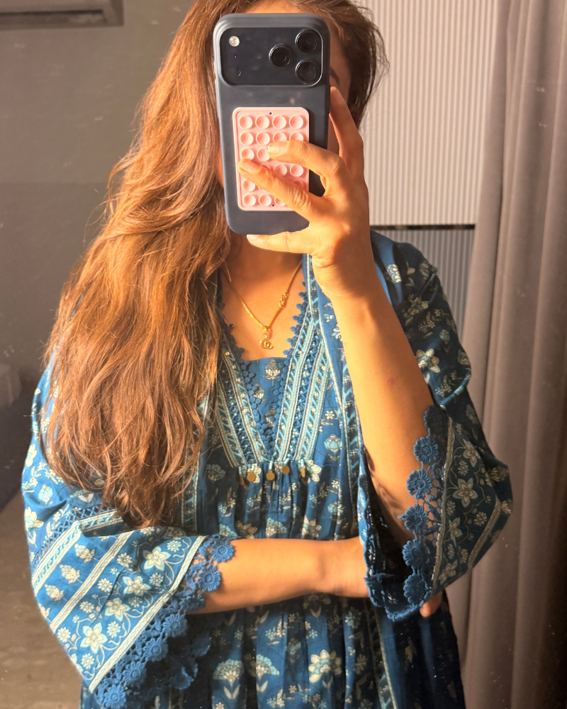 BLUE PRINTED SUIT COTTON