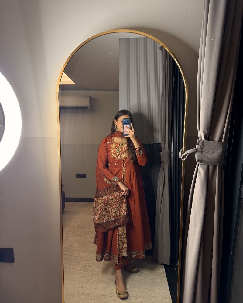 ORANGE ANARKALI DOUBLE LAYER