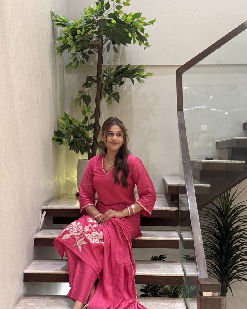 MUL CHANDERI PINK SUIT