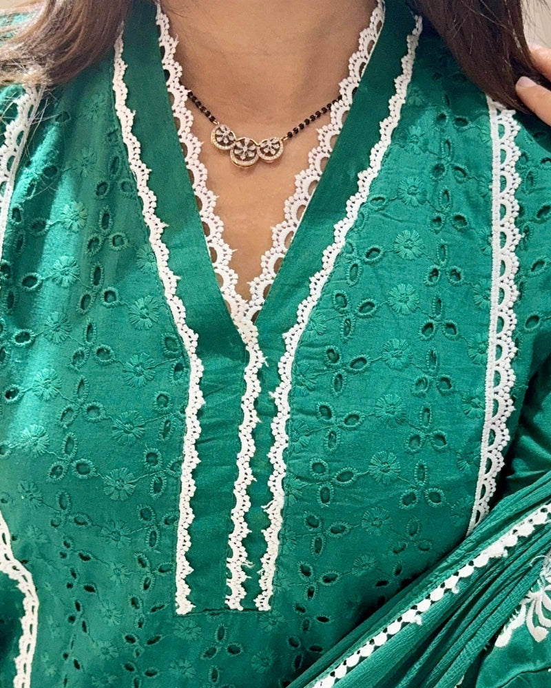 GREEN SCHIFFLI SUIT
