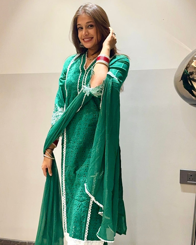 GREEN SCHIFFLI SUIT