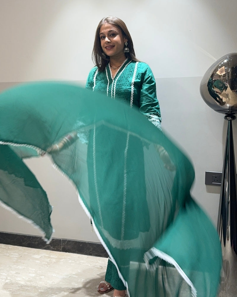 GREEN SCHIFFLI SUIT