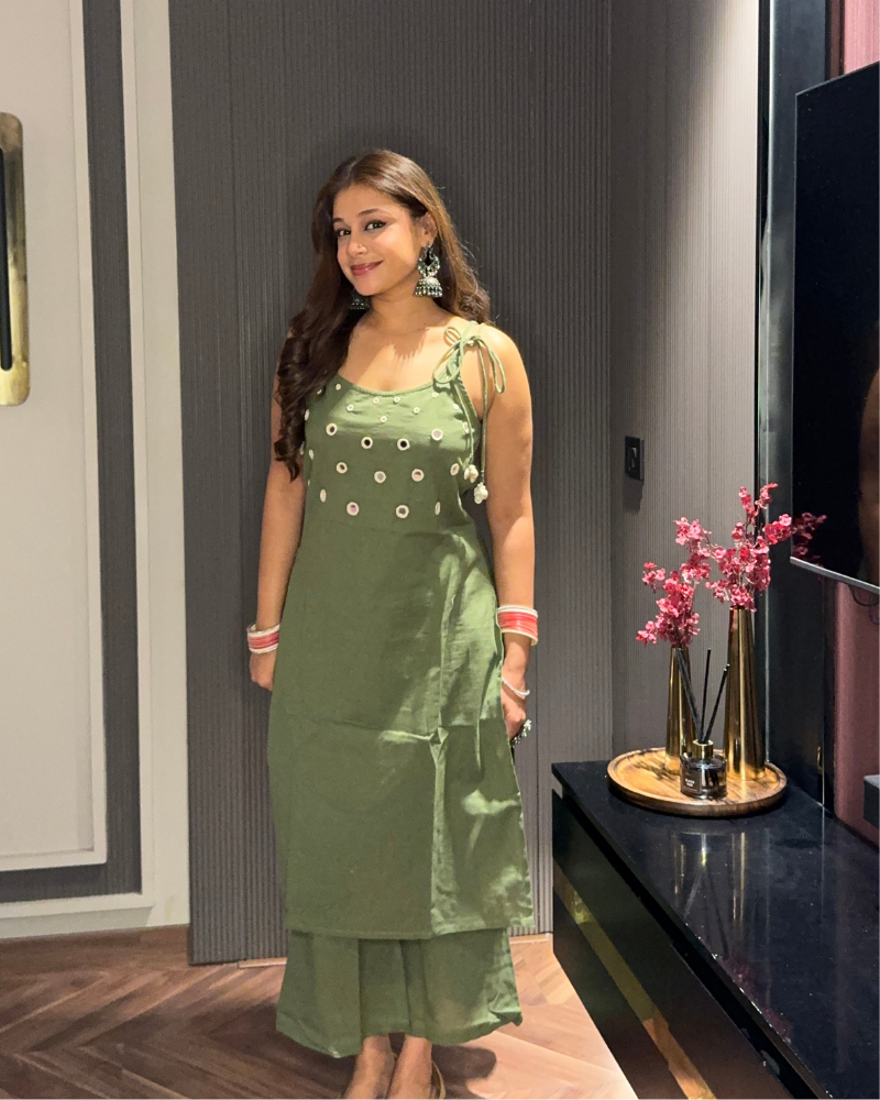 Green Strappy Suit