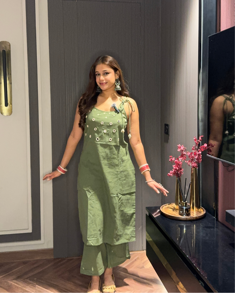 Green Strappy Suit