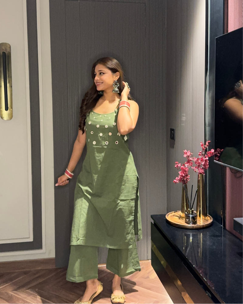 Green Strappy Suit