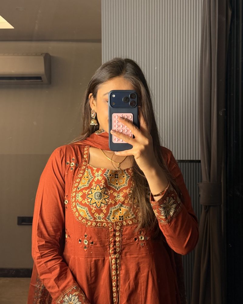 ORANGE ANARKALI DOUBLE LAYER