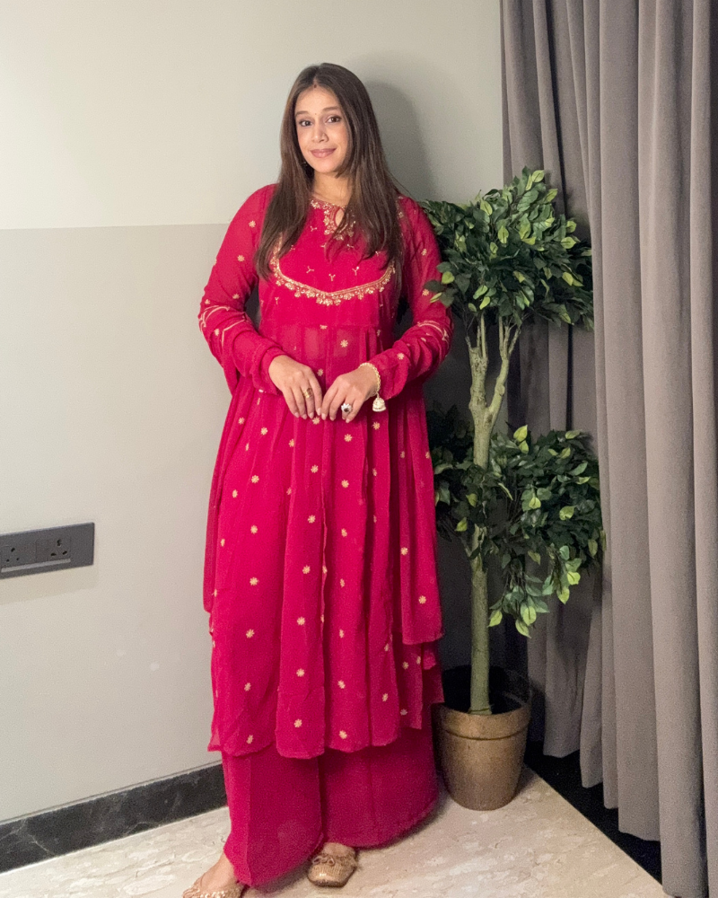 HOT PINK FRONT OPEN ANARKALI