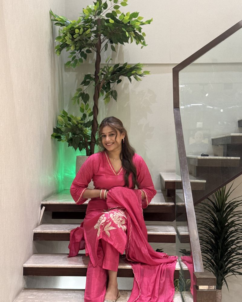 MUL CHANDERI PINK SUIT