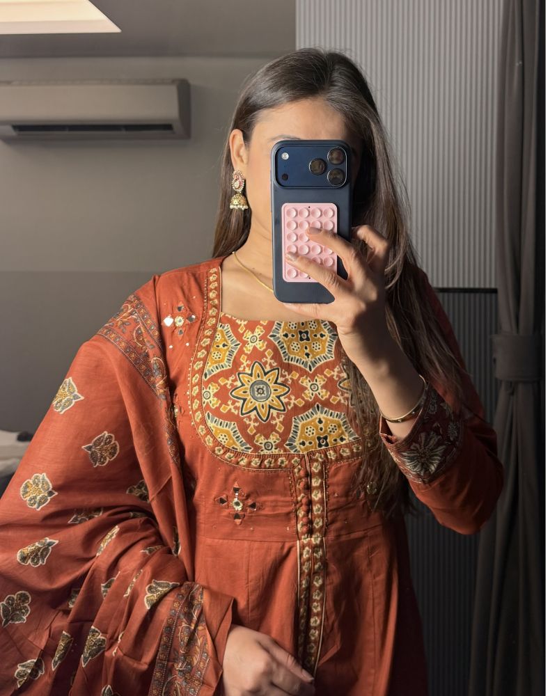 ORANGE ANARKALI DOUBLE LAYER