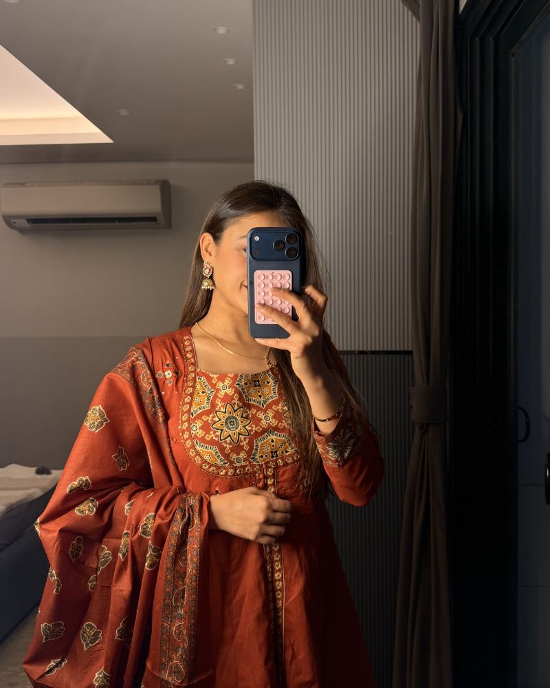 ORANGE ANARKALI DOUBLE LAYER